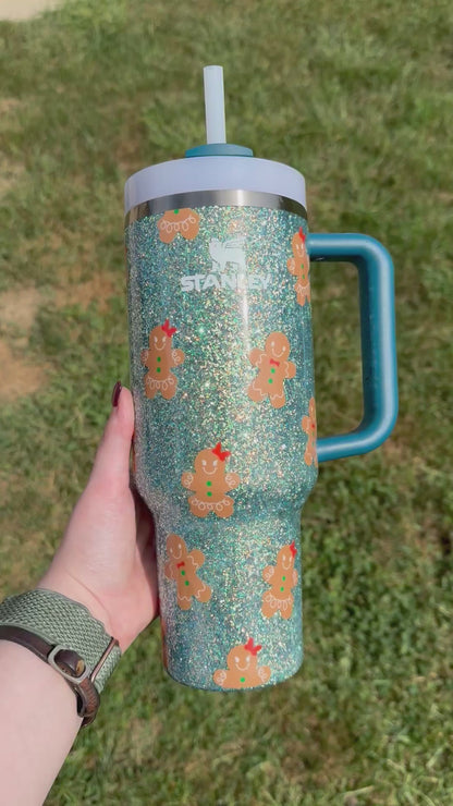 40oz Teal Colorshift with Gingerbread Stanley (Ready to Ship)