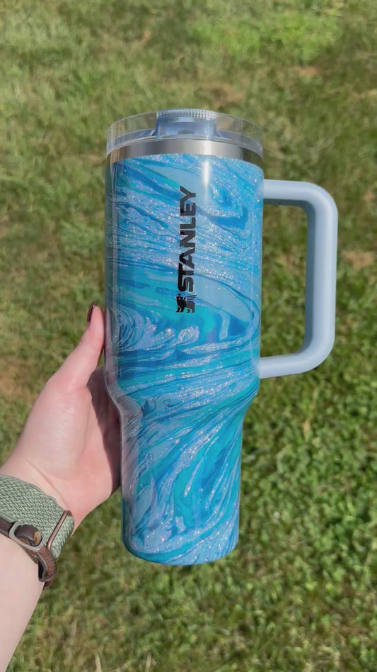 40oz Blue Hydrodipped Stanley ProTour (Ready to Ship)