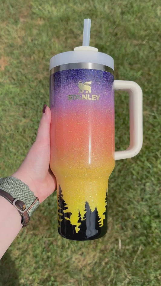 40oz Sunrise/Sunset with Treeline Stanley (Ready to Ship)