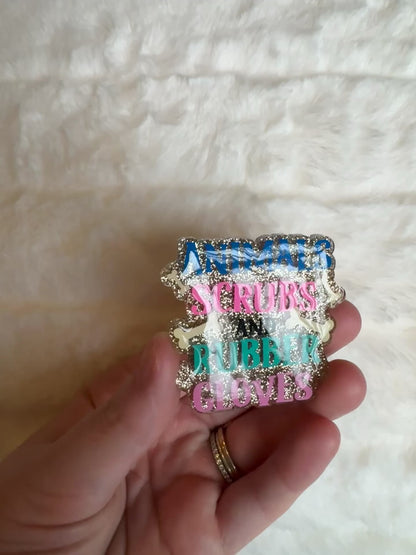 Animals Scrubs and Rubber Gloves Interchangeable Badge Reel