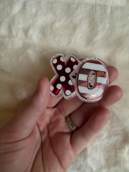 Pink and Red XO Interchangeable Badge Reel
