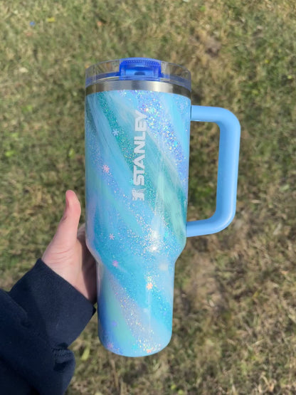 Light Blue with Snowflakes Marble Stanley *MADE TO ORDER*