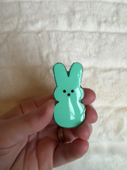 Teal Marshmallow Bunny Interchangeable Badge Reel