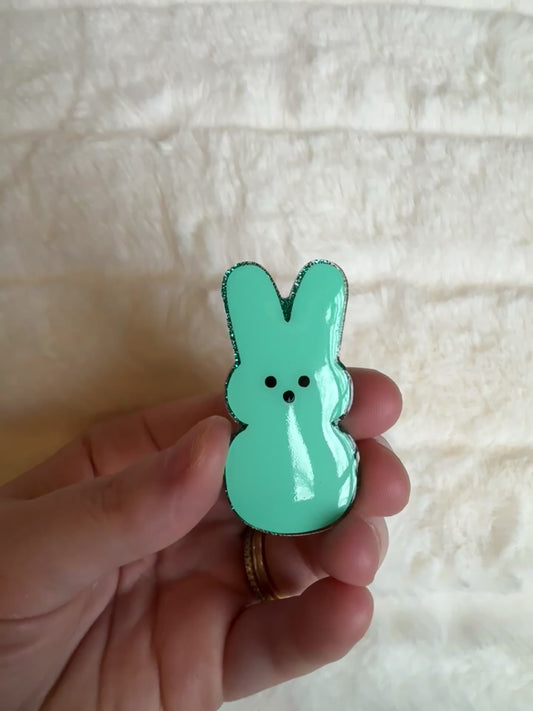 Teal Marshmallow Bunny Interchangeable Badge Reel