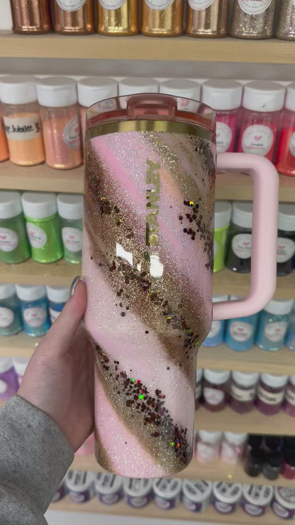 Pink, Gold, and Brown Marble