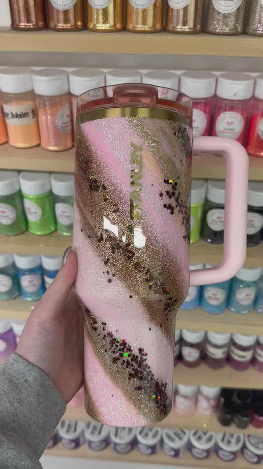 Pink, Gold, and Brown Marble