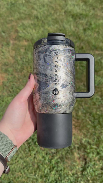 20oz Black with Silver and Gold Hydrodipped HydroJug Coffee Cup